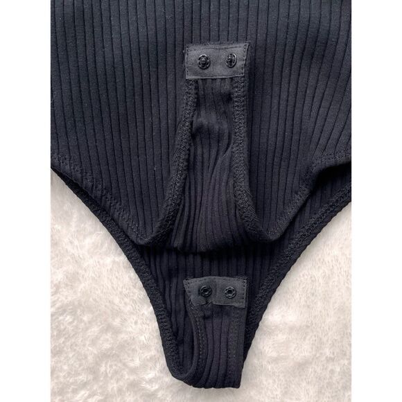 NWT Zara Black Ribbed Cutout Halter Neck Bodysuit, Size Small - Picture 11 of 12